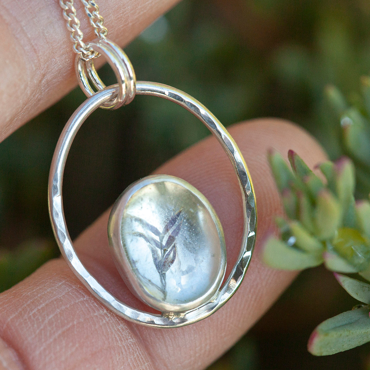 OOAK pendant with captured plant #10 • aquamarine (ready to ship)