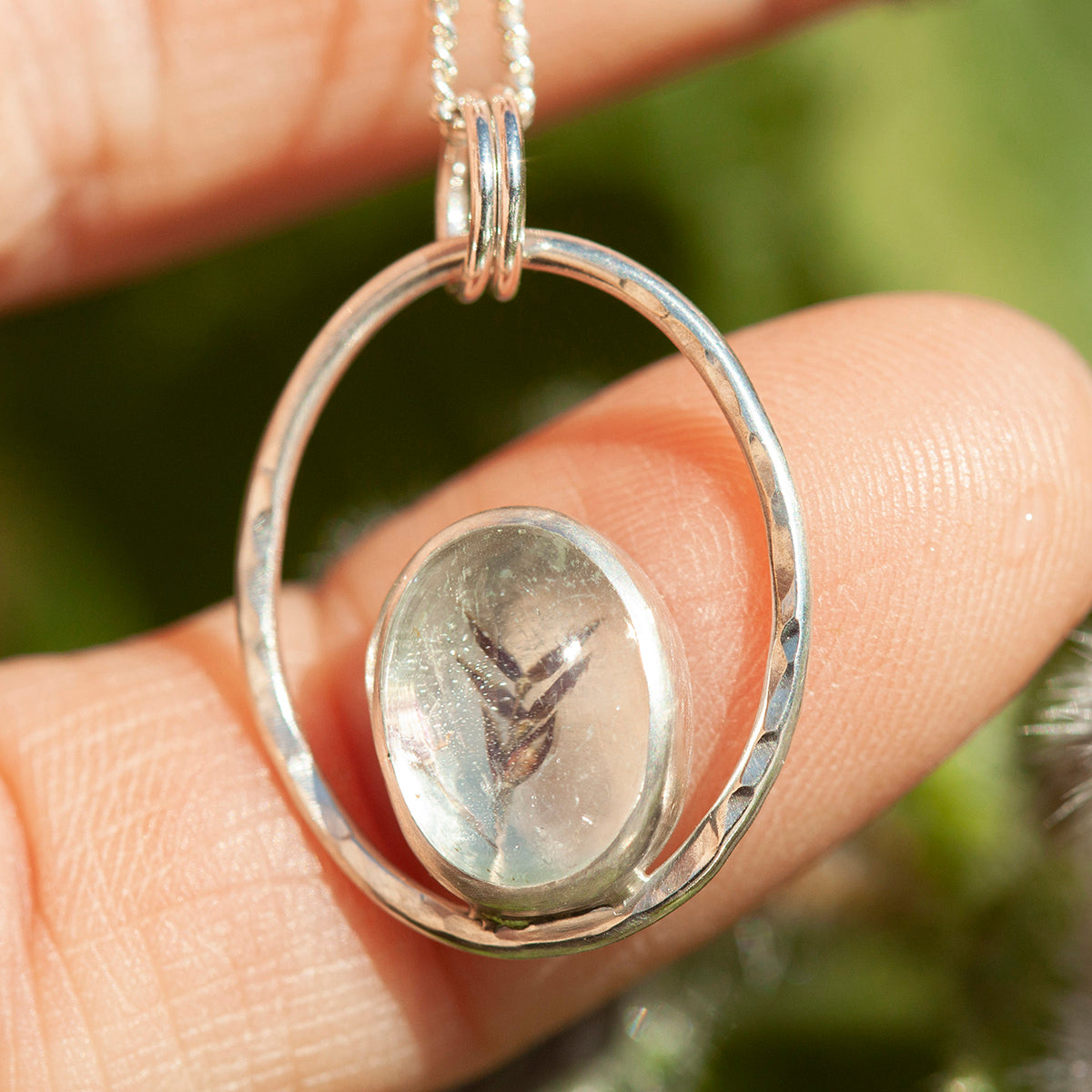 OOAK pendant with captured plant #10 • aquamarine (ready to ship)