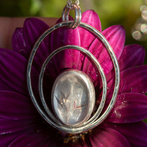 OOAK pendant with captured plant #11 • rose quartz (ready to ship)