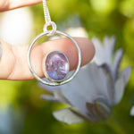 Load image into Gallery viewer, OOAK pendant with captured plant #12 • amethyst (ready to ship)
