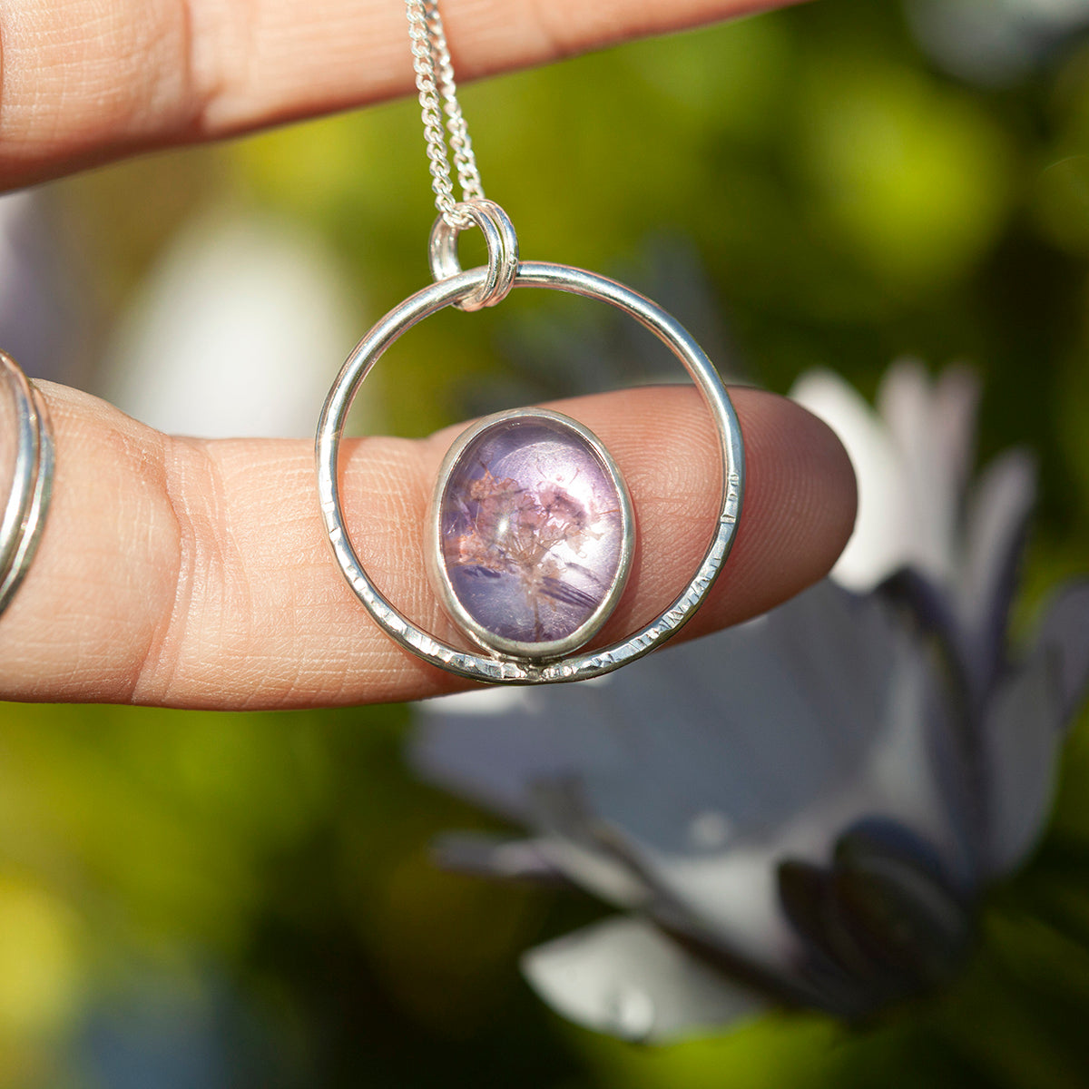 OOAK pendant with captured plant #12 • amethyst (ready to ship)