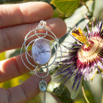 Load image into Gallery viewer, OOAK pendant with captured plant #13 • amethyst &amp; aquamarine (ready to ship)

