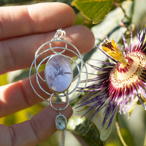 OOAK pendant with captured plant #13 • amethyst & aquamarine (ready to ship)