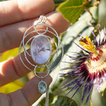 Load image into Gallery viewer, OOAK pendant with captured plant #13 • amethyst &amp; aquamarine (ready to ship)

