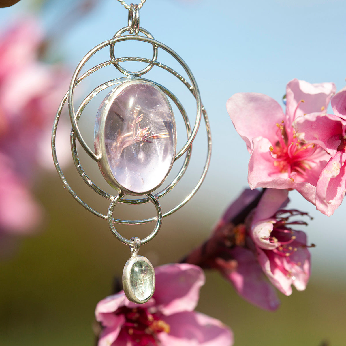 OOAK pendant with captured plant #13 • amethyst & aquamarine (ready to ship)