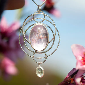 OOAK pendant with captured plant #13 • amethyst & aquamarine (ready to ship)