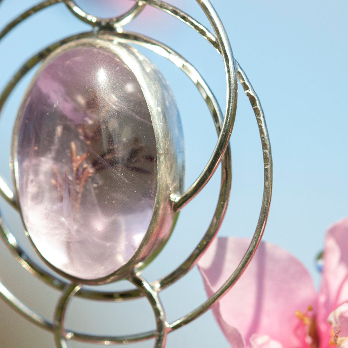 OOAK pendant with captured plant #13 • amethyst & aquamarine (ready to ship)