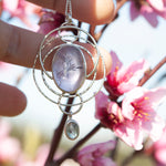Load image into Gallery viewer, OOAK pendant with captured plant #13 • amethyst &amp; aquamarine (ready to ship)
