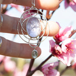 Load image into Gallery viewer, OOAK pendant with captured plant #13 • amethyst &amp; aquamarine (ready to ship)
