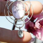 Load image into Gallery viewer, OOAK pendant with captured plant #13 • amethyst &amp; aquamarine (ready to ship)
