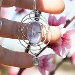 Load image into Gallery viewer, OOAK pendant with captured plant #13 • amethyst &amp; aquamarine (ready to ship)

