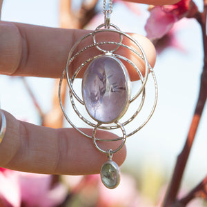 OOAK pendant with captured plant #13 • amethyst & aquamarine (ready to ship)