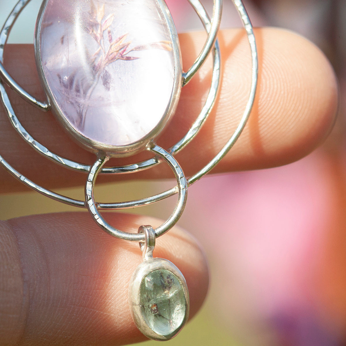 OOAK pendant with captured plant #13 • amethyst & aquamarine (ready to ship)