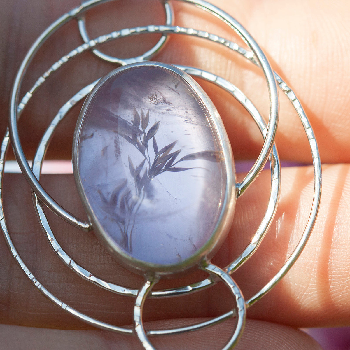OOAK pendant with captured plant #13 • amethyst & aquamarine (ready to ship)