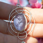 Load image into Gallery viewer, OOAK pendant with captured plant #13 • amethyst &amp; aquamarine (ready to ship)
