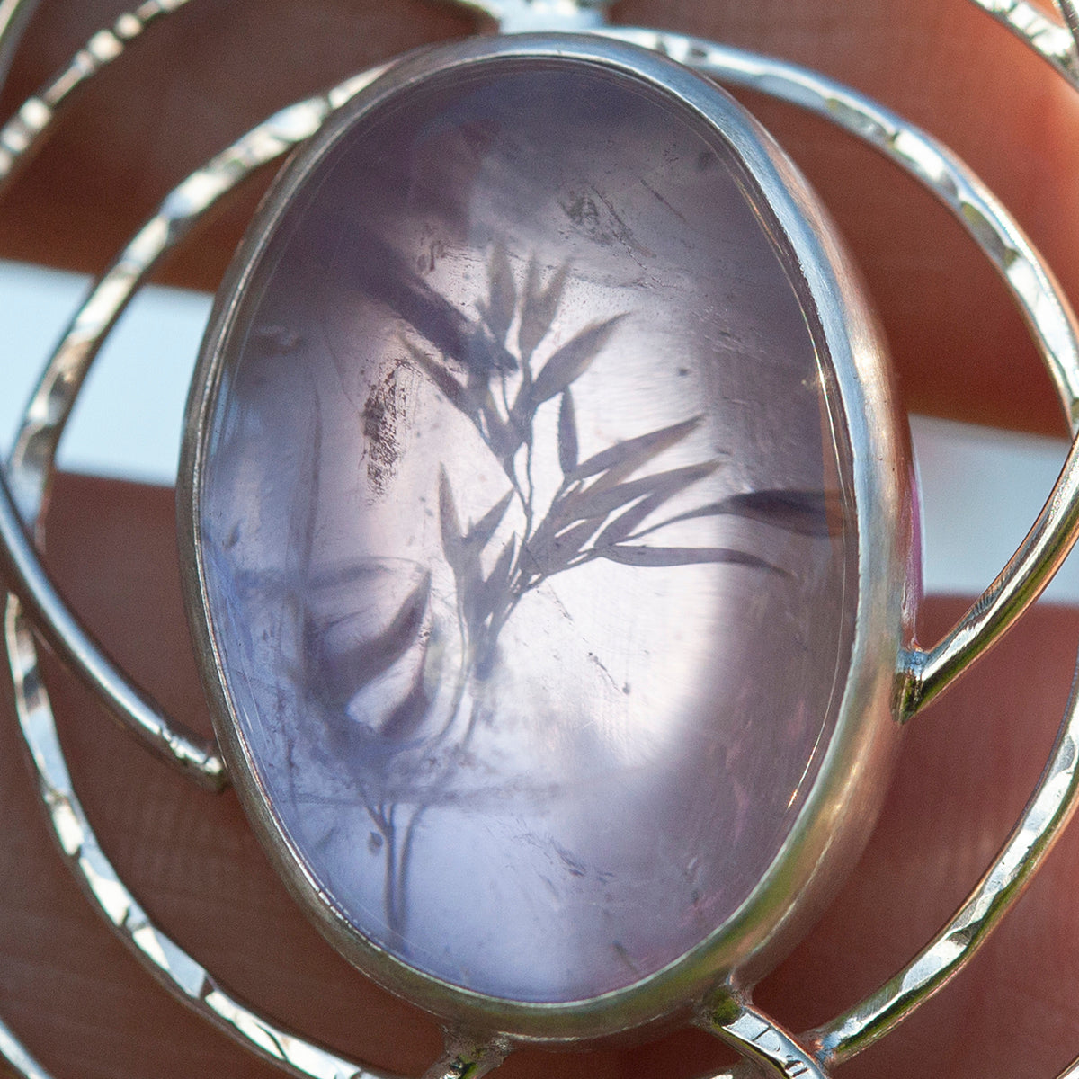 OOAK pendant with captured plant #13 • amethyst & aquamarine (ready to ship)