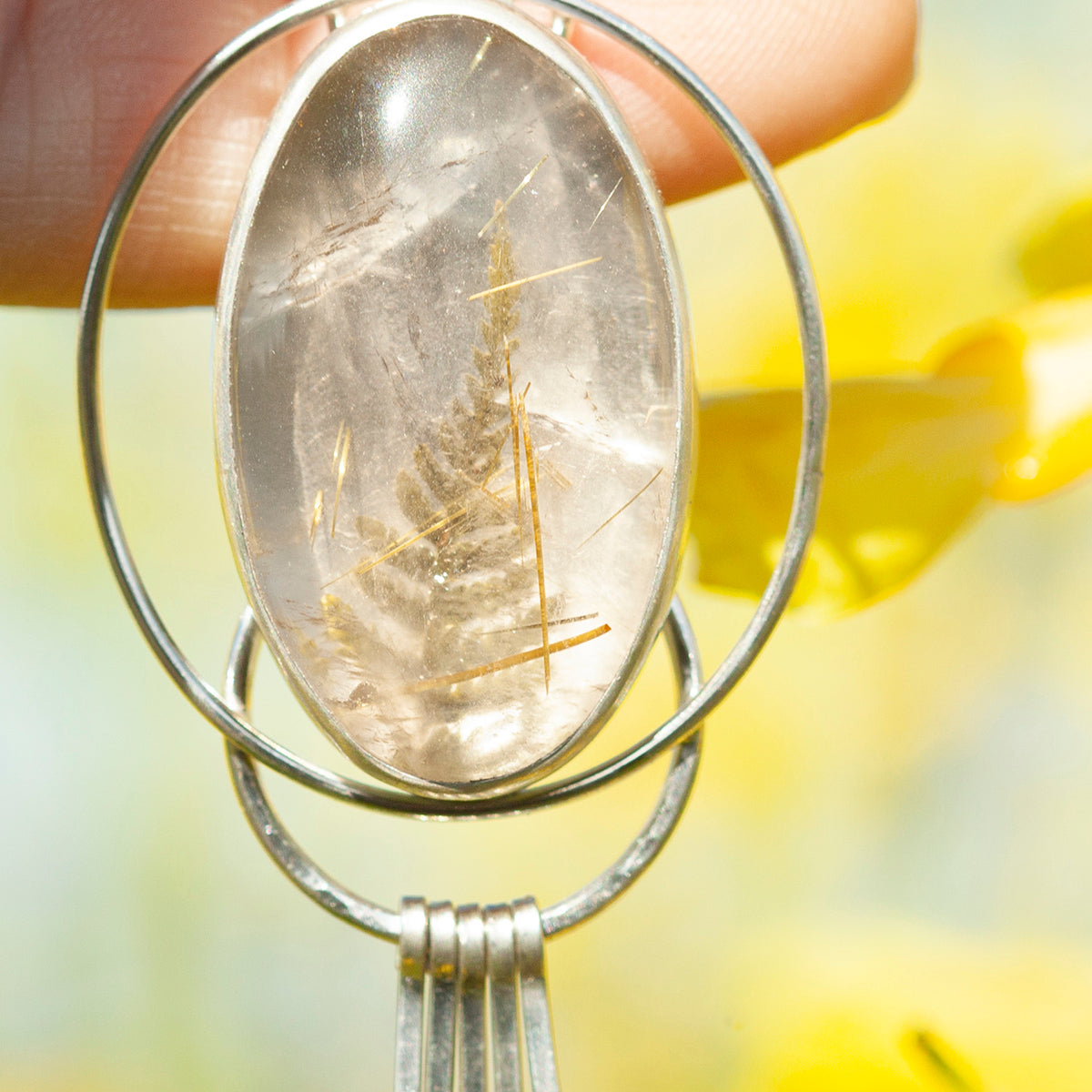 OOAK pendant with captured plant #15 • rutilated quartz (ready to ship)