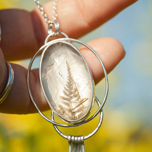 OOAK pendant with captured plant #15 • rutilated quartz (ready to ship)