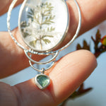 Load image into Gallery viewer, OOAK pendant with captured plant #16 • clear quartz &amp; kyanite (ready to ship)
