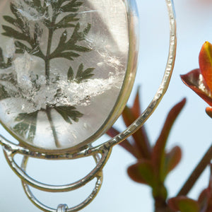 OOAK pendant with captured plant #16 • clear quartz & kyanite (ready to ship)