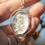Load image into Gallery viewer, OOAK pendant with captured plant #16 • clear quartz &amp; kyanite (ready to ship)
