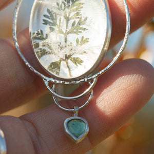 OOAK pendant with captured plant #16 • clear quartz & kyanite (ready to ship)