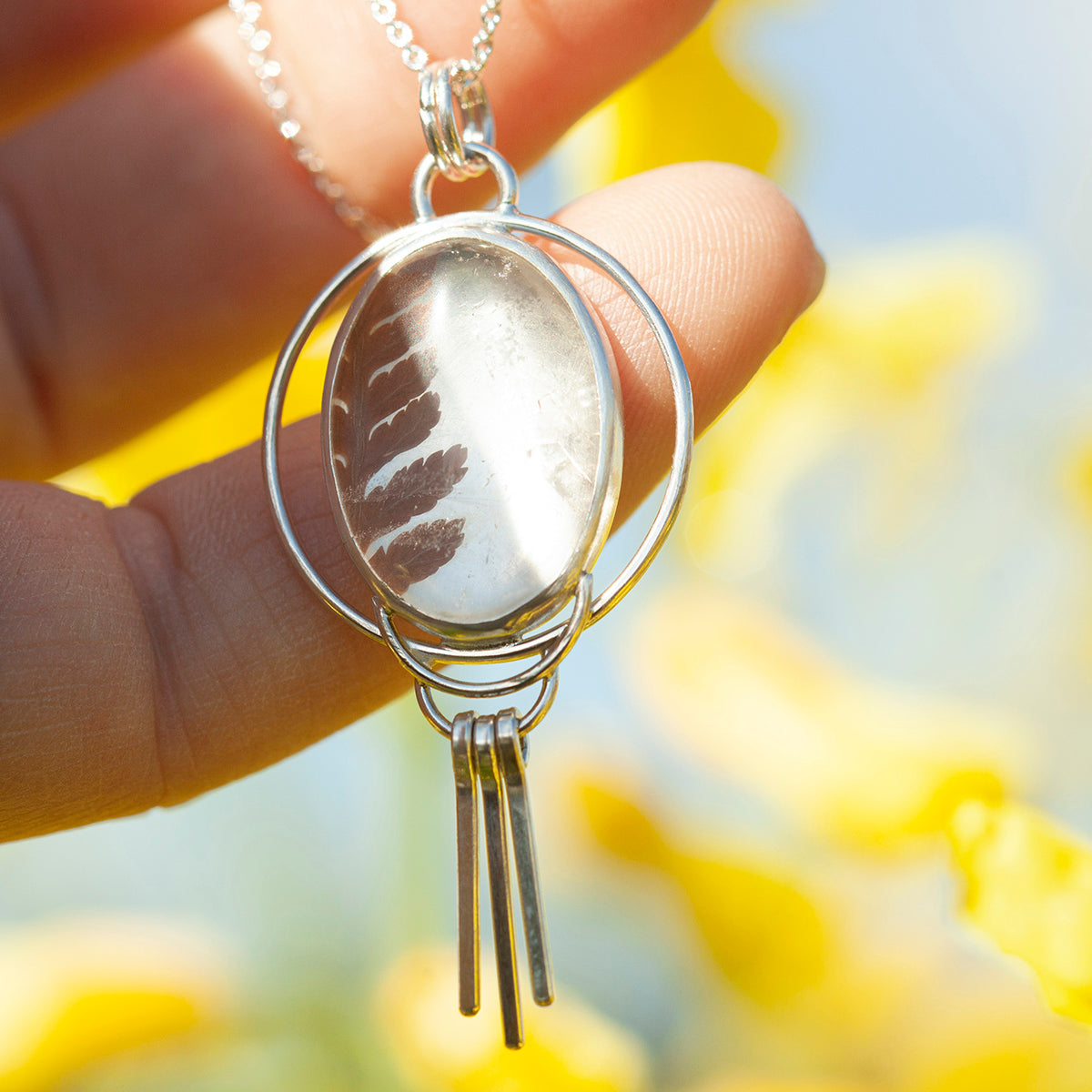 OOAK pendant with captured plant #17 • clear quartz (ready to ship)