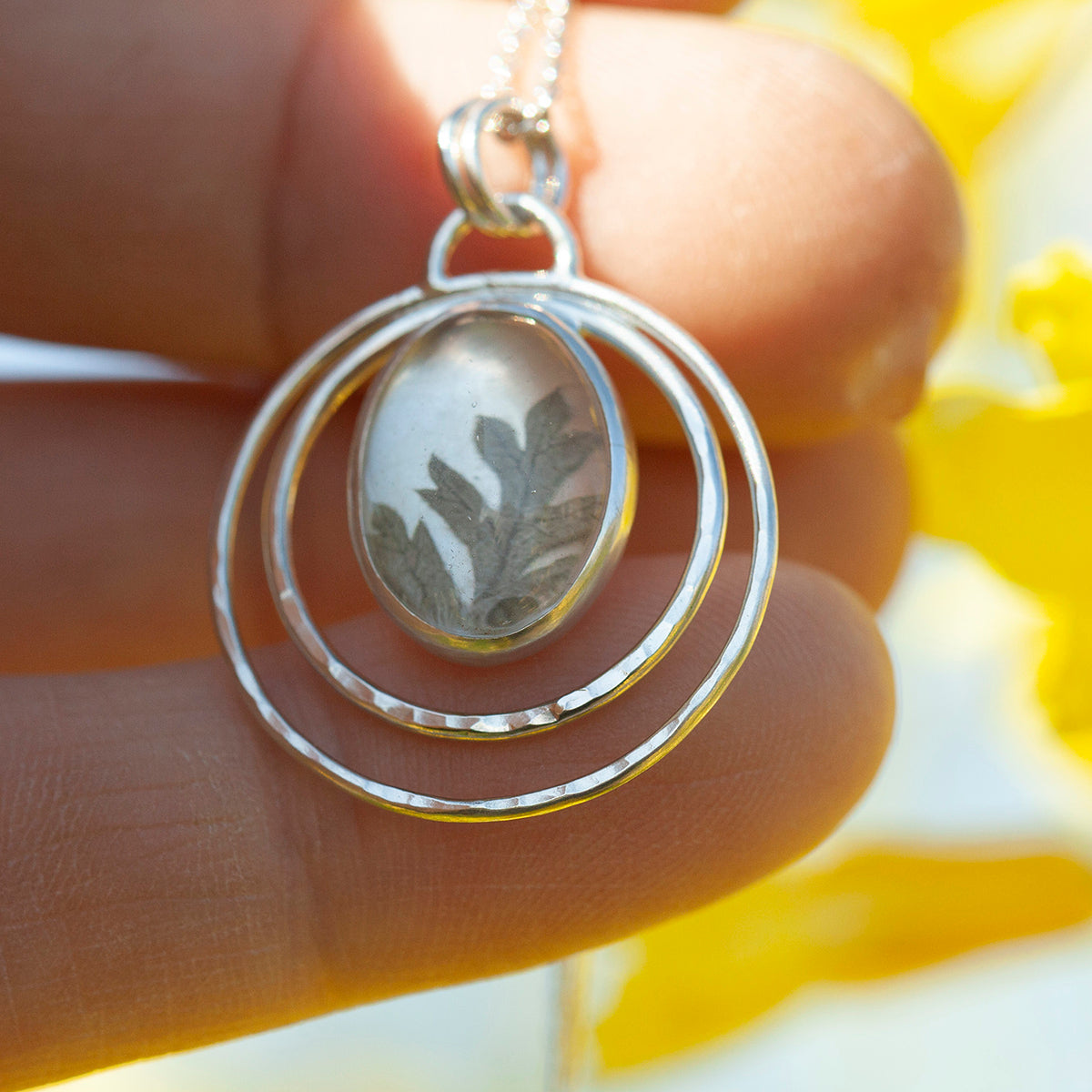 OOAK pendant with captured plant #18 • rose quartz (ready to ship)