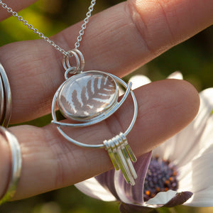 OOAK pendant with captured plant #19 • rose quartz (ready to ship)