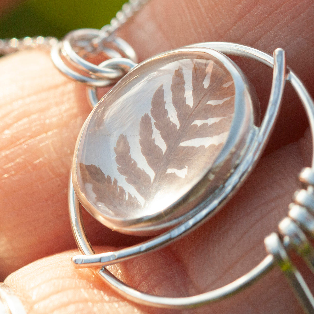 OOAK pendant with captured plant #19 • rose quartz (ready to ship)