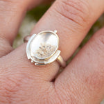 Load image into Gallery viewer, OOAK ring with captured plant #9 • rose quartz • size 58,5 (ready to ship)

