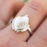 Load image into Gallery viewer, OOAK ring with captured plant #9 • rose quartz • size 58,5 (ready to ship)

