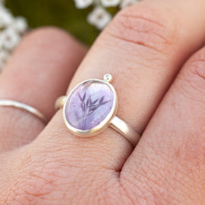 OOAK ring with captured plant #6 • amethyst • size 59 (ready to ship)