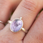 Load image into Gallery viewer, OOAK ring with captured plant #6 • amethyst • size 59 (ready to ship)
