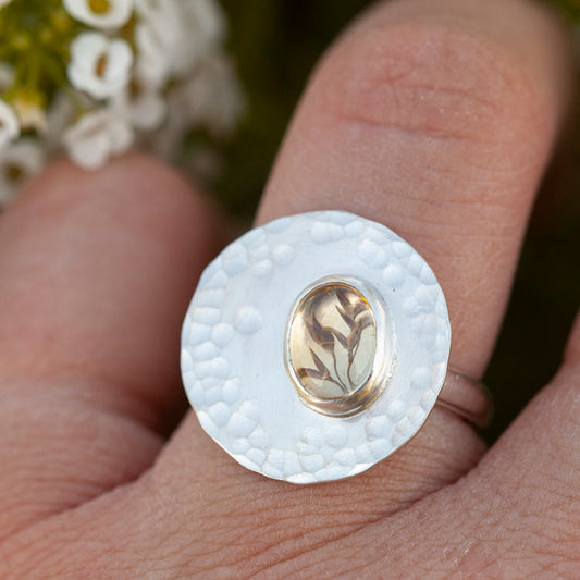 OOAK ring with captured plant #7 • citrine • size 55,5 (ready to ship)