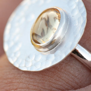 OOAK ring with captured plant #7 • citrine • size 55,5 (ready to ship)