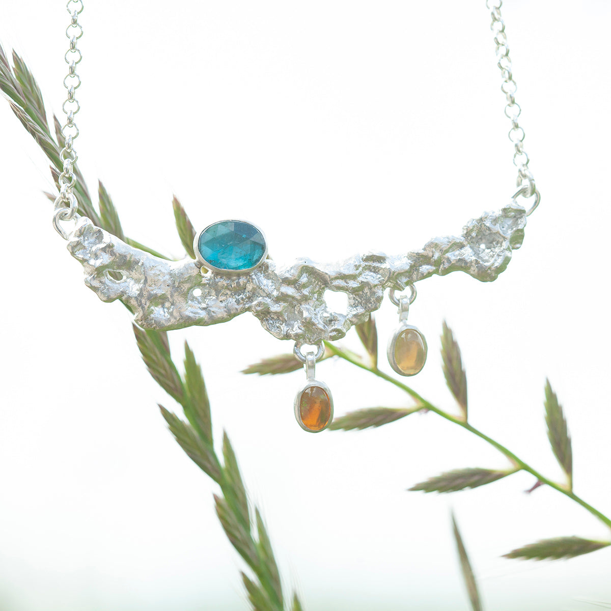 OOAK Lava necklace #10 • kyanite & Opal (ready to ship)