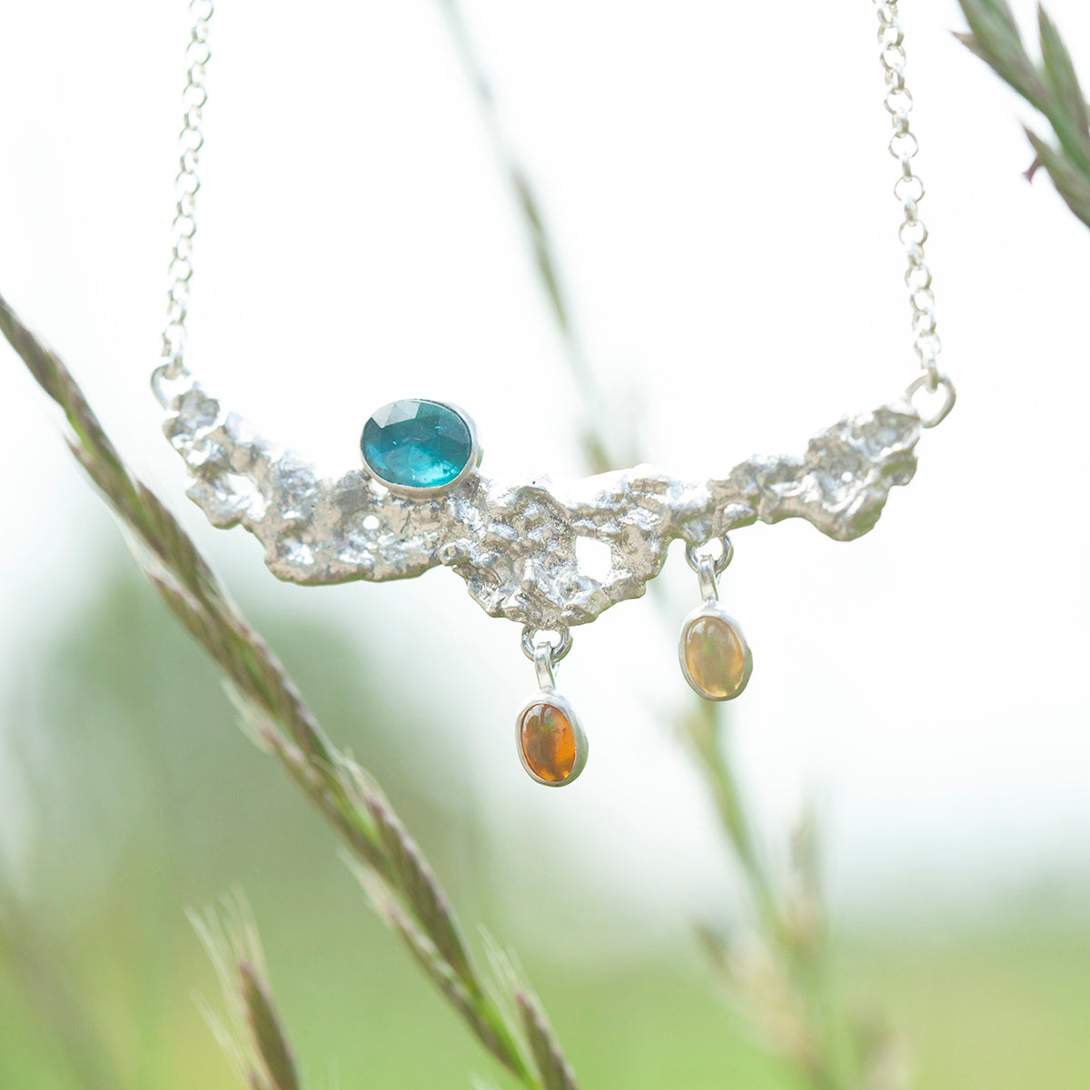 OOAK Lava necklace #10 • kyanite & Opal (ready to ship)