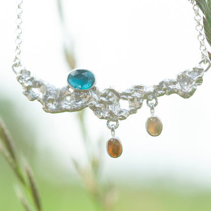 OOAK Lava necklace #10 • kyanite & Opal (ready to ship)