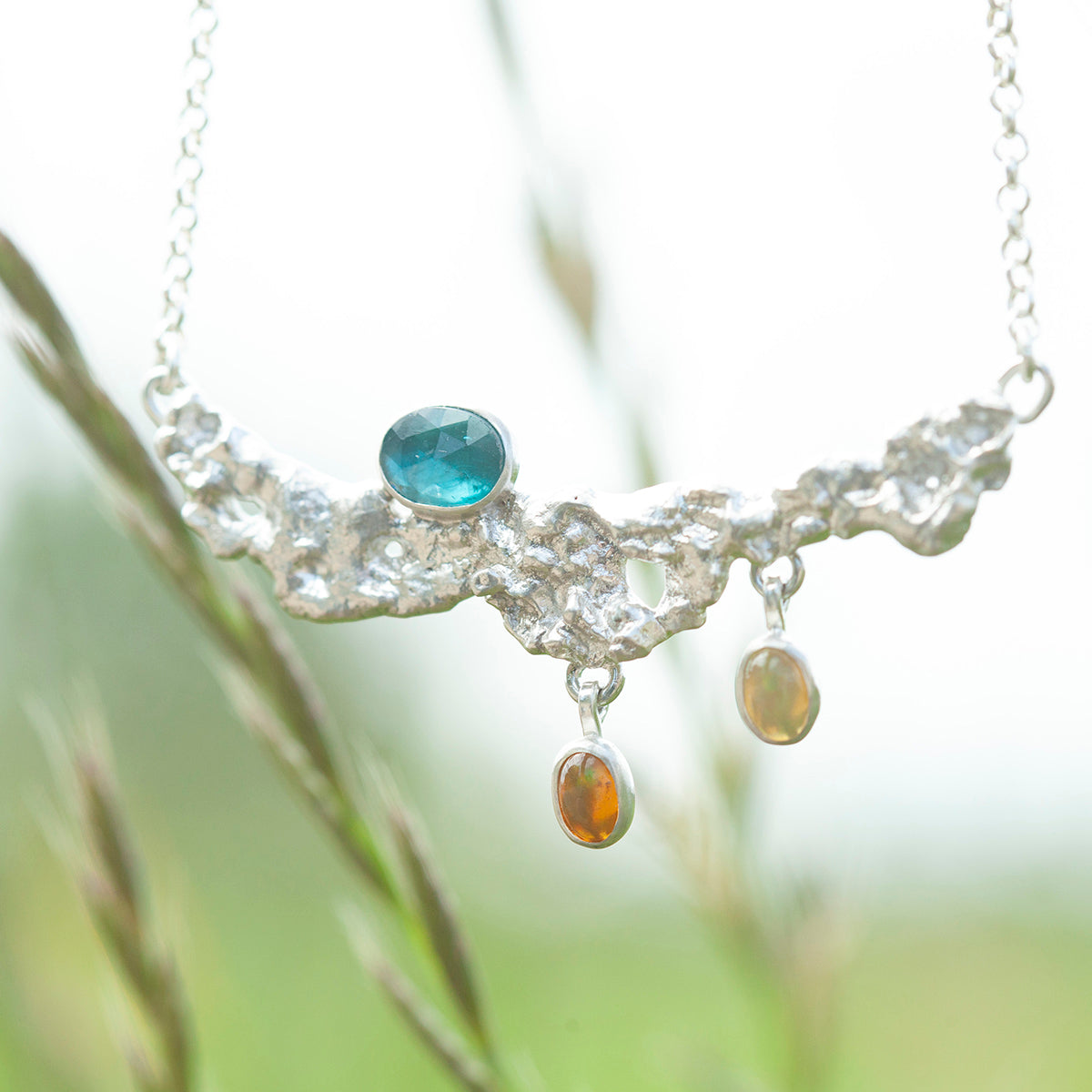 OOAK Lava necklace #10 • kyanite & Opal (ready to ship)