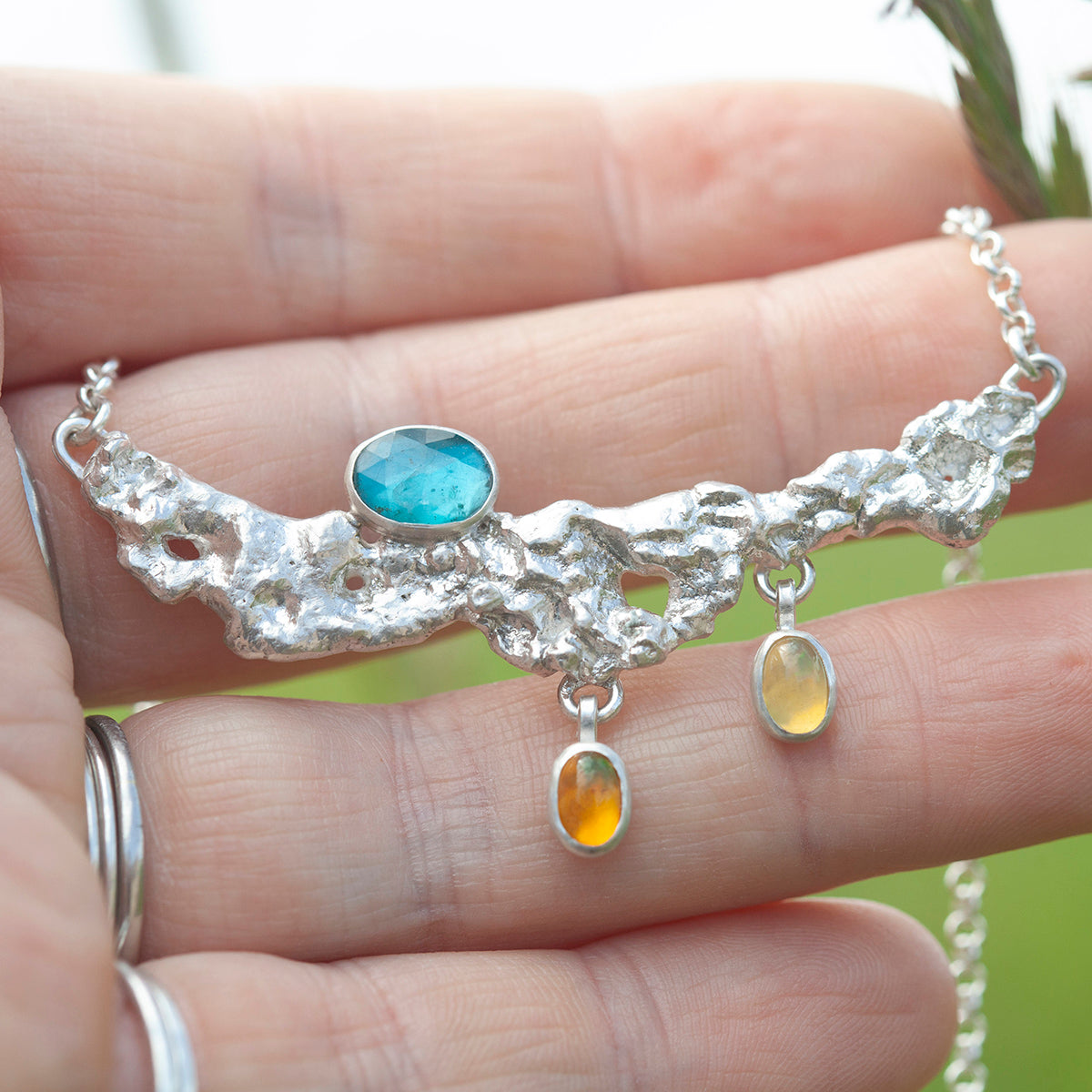 OOAK Lava necklace #10 • kyanite & Opal (ready to ship)