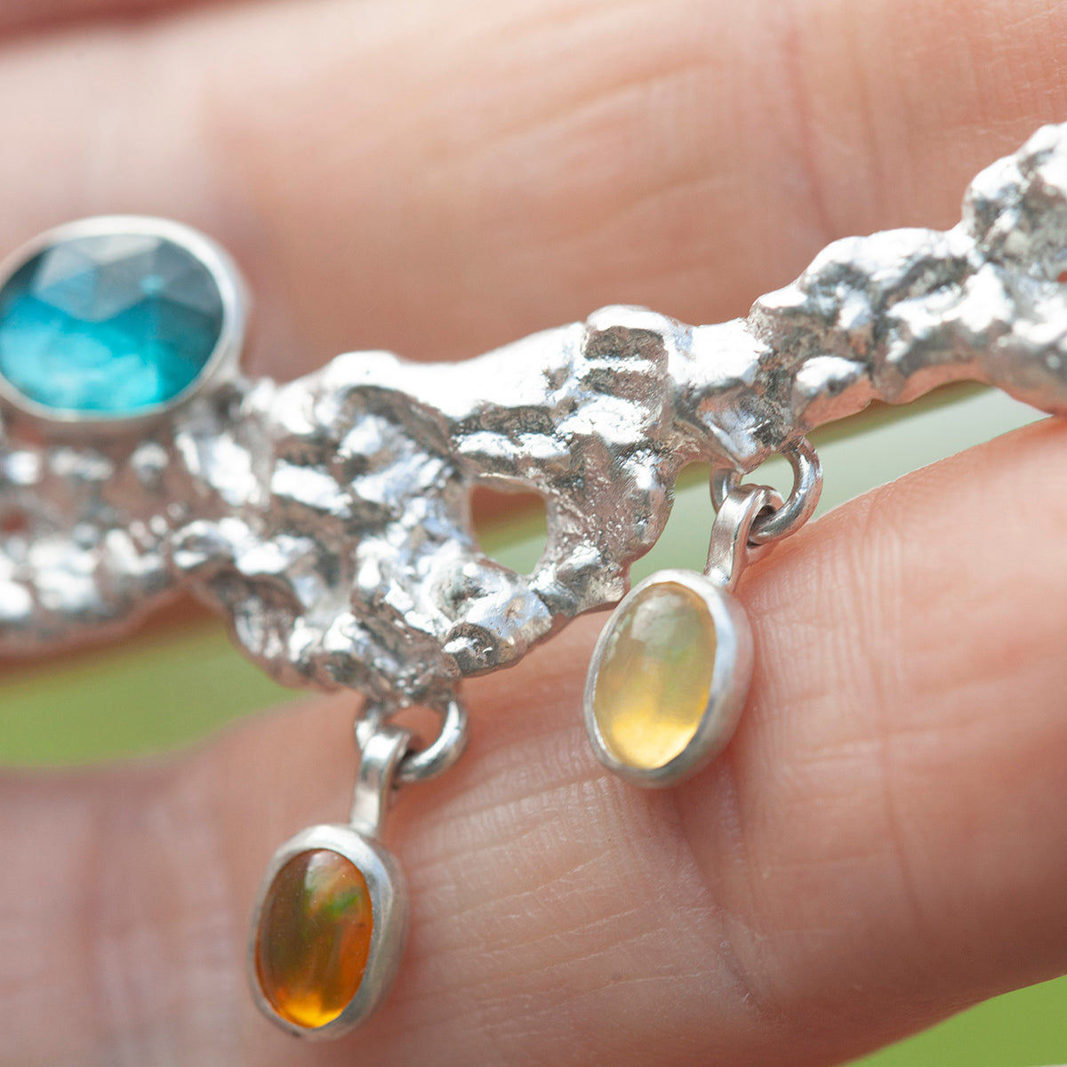 OOAK Lava necklace #10 • kyanite & Opal (ready to ship)