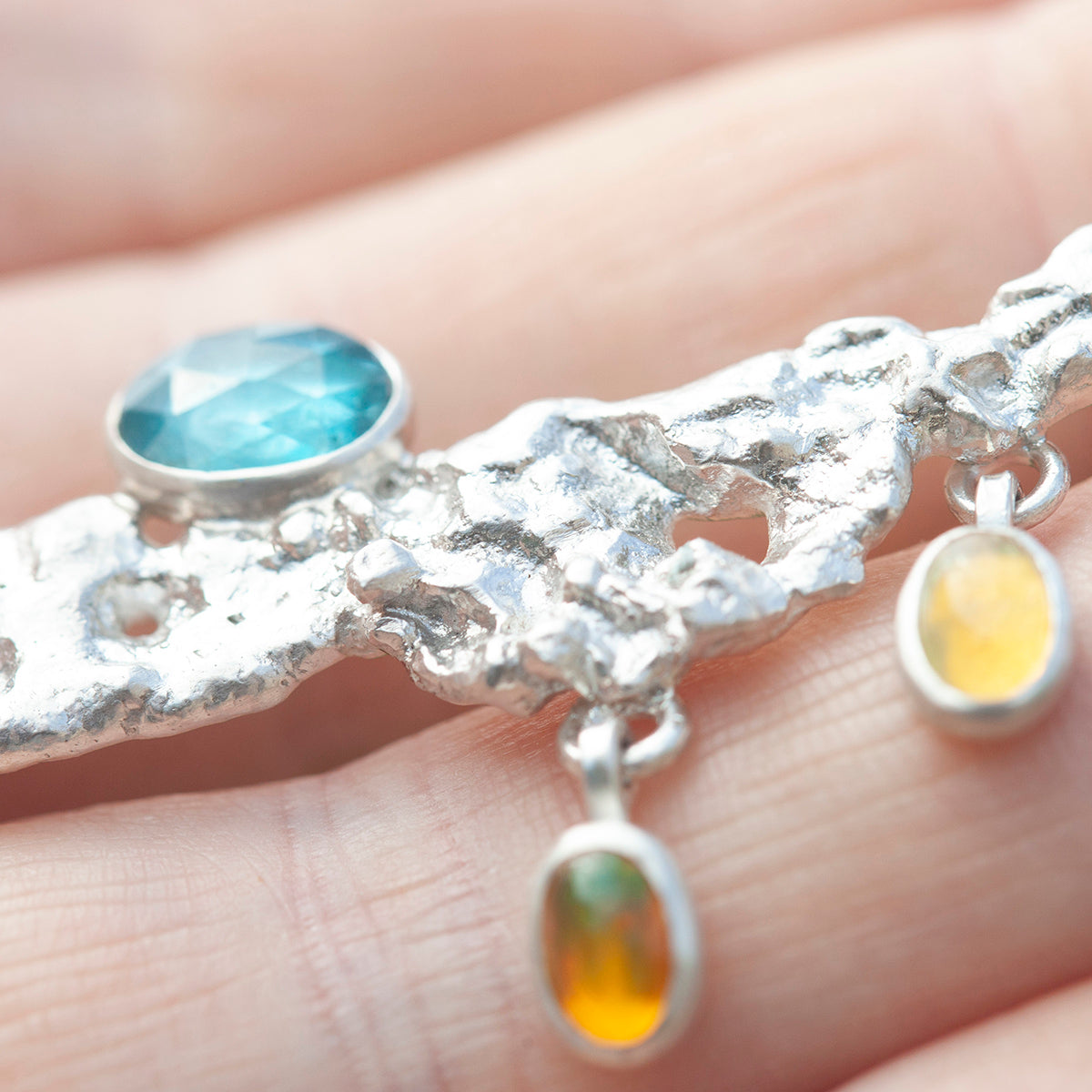 OOAK Lava necklace #10 • kyanite & Opal (ready to ship)