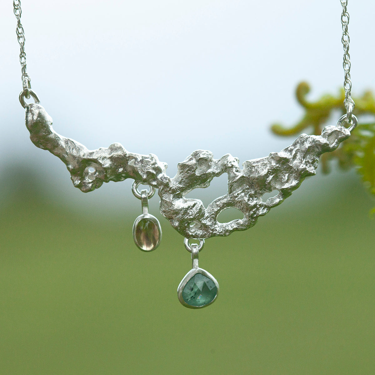 OOAK Lava necklace #3 • Kyanite & Opal (ready to ship)