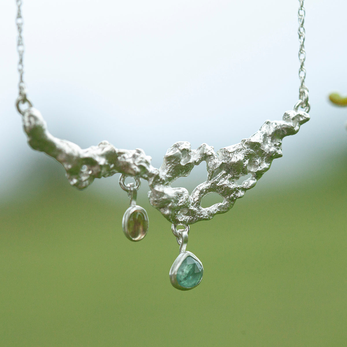OOAK Lava necklace #3 • Kyanite & Opal (ready to ship)