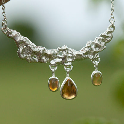OOAK Lava necklace #4 • Citrine & Opal (ready to ship)
