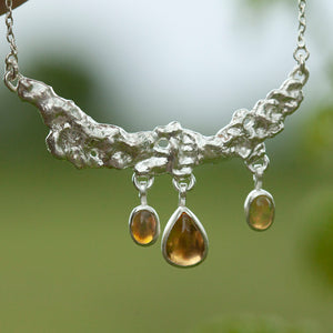 OOAK Lava necklace #4 • Citrine & Opal (ready to ship)