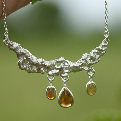 OOAK Lava necklace #4 • Citrine & Opal (ready to ship)