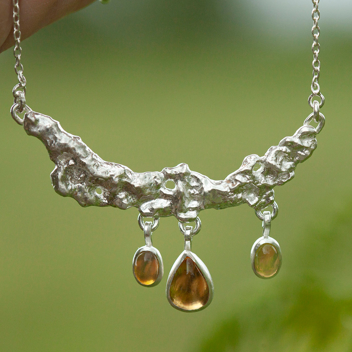 OOAK Lava necklace #4 • Citrine & Opal (ready to ship)