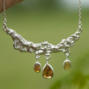 OOAK Lava necklace #4 • Citrine & Opal (ready to ship)